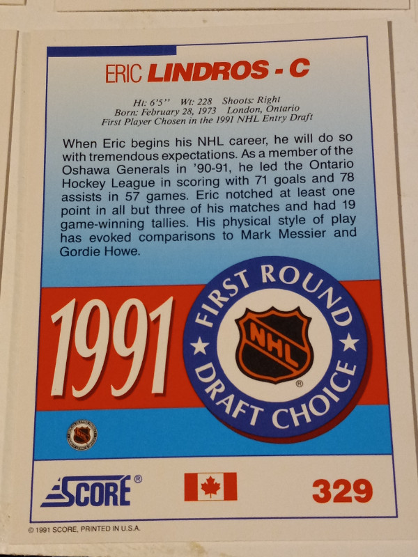 Hockey Eric Lindros Rookie Card First Round Draft Chioce LOT 12 in Arts & Collectibles in Trenton - Image 3
