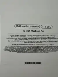 Macbook Pro 16’ 32Gb/1Tb/ Model: A2485