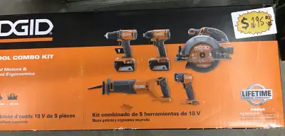 Ridgid 18V 5piece combo kit, View more