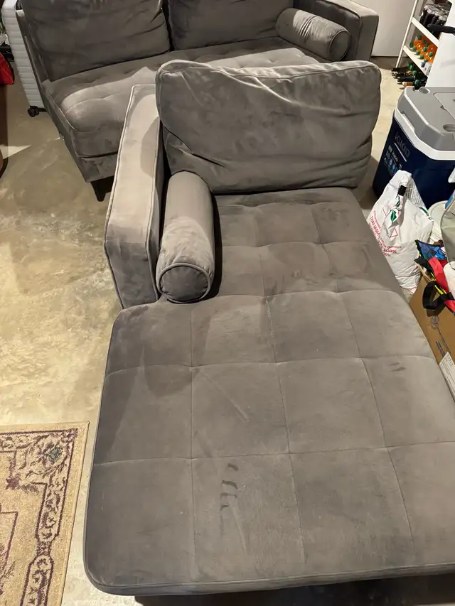 Grey velvet sectional- Structube Kinsey model in Couches & Futons in Edmonton - Image 4