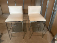 Two Bo Concept White Leather Chairs 