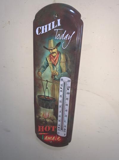 Vintage Chili Today Hot Tamale Old West thermometer sign Mint, View more