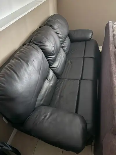 Black Leather Reclining Sofa, View more