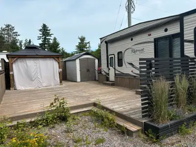2016 Keystone Retreat 40’ park model trailer located at Victoria Lodge in West Arm This trailer has...