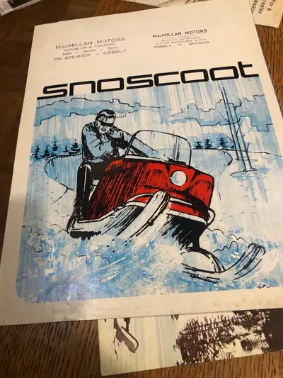 Here is a rare pack of Misc 1966 or ??—Robin Nodwell sales literature for the Sno Scoot Snowmobile-...