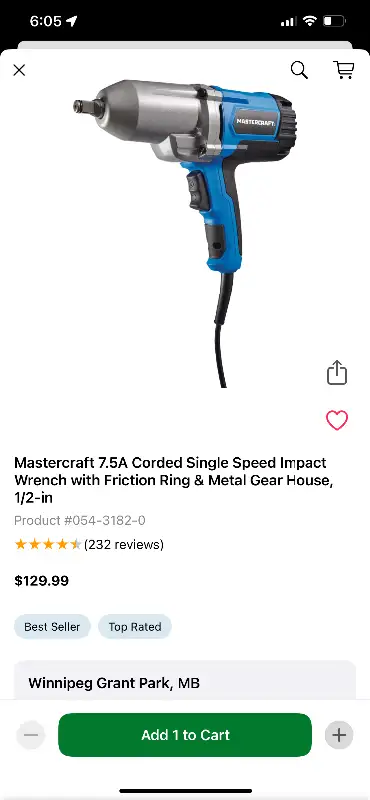 Mastercraft Impact wrench, View more