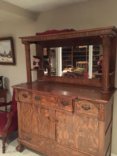 ANTIQUE BUFFET SIDEBOARD & HUTCH, View more