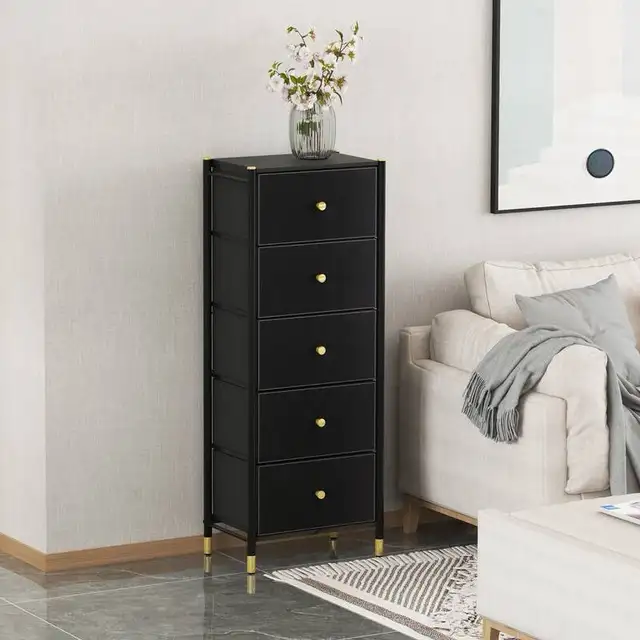 Drawer Dresser cabinet, Tall Dresser w/ PU Leather Front Drawers in Dressers & Wardrobes in Markham / York Region - Image 10