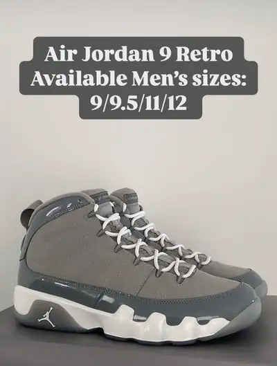 Jordan 9 retro cool grey and other Jordan retro’s , View more