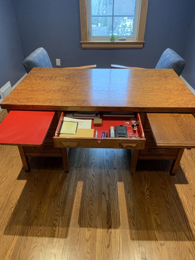 Antique Solid Oak Desk Vintage circa 1940s Desks City of Toronto