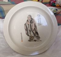 Chinese porcelain decorating plate with Confucius painting
