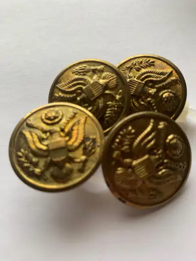 WW2 US Army Large Brass Coat Buttons - 1 1/8” diameter - 4 for $5 have 13.
