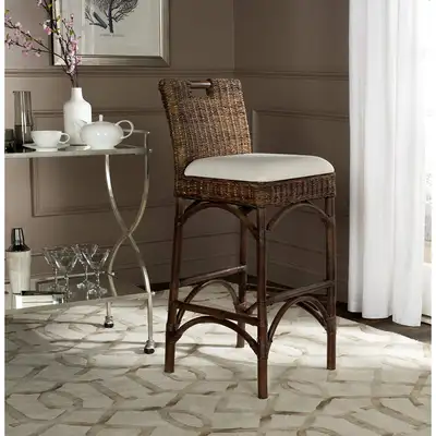 Dark brown rattan Freemont bar stool, View more