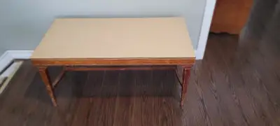 VINTAGE COFFEE TABLE WOOD BASE ARBORITE TOP, View more