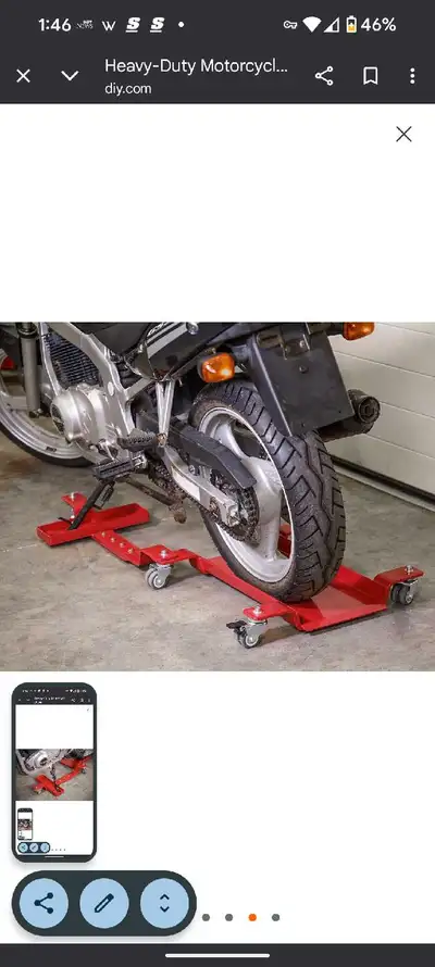 English below: Chariot de roue arrière robuste pour moto avec béquille latérale pivotante - Capacité...