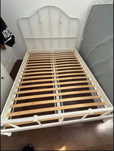 Ikea SAGSTUA Bed Frame queen size white, View more