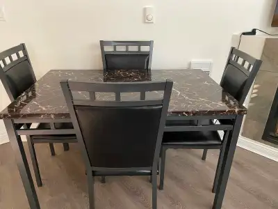 5- Piece Faux Marble Dining Table Set, View more