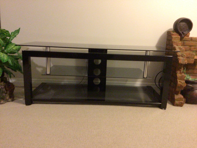 tV stand, smoked glass and metal, patio table/chairs cover,. in Garage Sales in Edmonton - Image 3