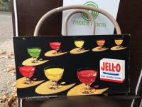 2 VINTAGE CARDBOARD SIGNS - JELLO/MIDOL & PREMIUM CRACKERS