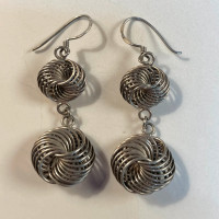 Vintage MCM/Minimalist Sterling Silver Double Swirl Earrings