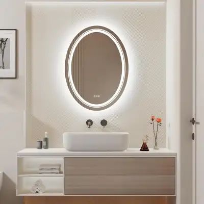 Wisfor LED Lighted Bathroom Mirror: 24” x 32” Oval Vanity Mirror, View more