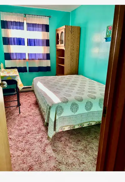 Private Furnished room is available in 4 BRs. Upper Flat. Available from August 1st/2025. Shared kit...