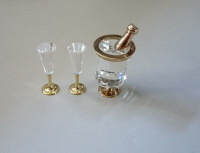Swarovski Crystal Memories Champagne Bucket + 2 Flutes Gold Trim