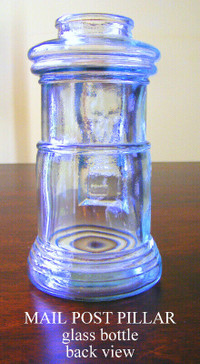 Vintage Clear glass bottle 454 g pillar PO box 14.5 hi 8 cm dia