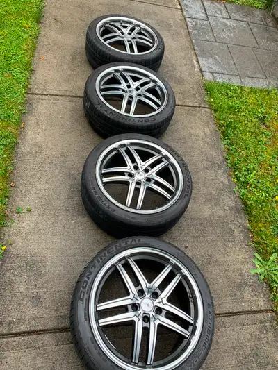 Rims are 18"x8" wide with +45 offset, bolt pattern 18 X8 5x114.30, fairly light in good shape clean...
