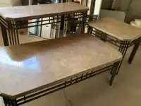 3 piece marble table set