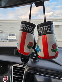 Car flag boxing gloves Montreal flag