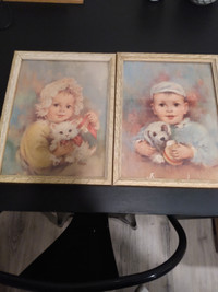 1940 's pair of Florence krogers original framed lithographs.