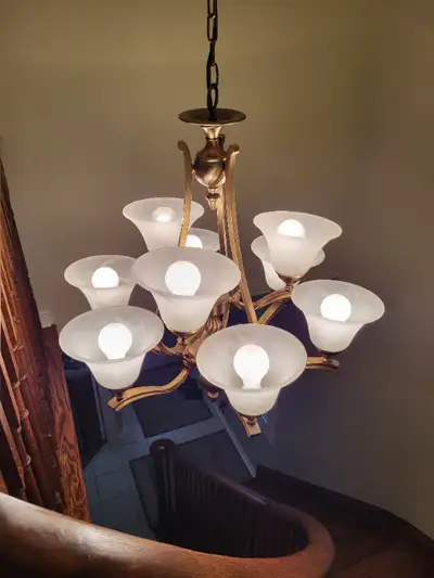 9-ARM BRASS HANGING CEILING LIGHT (CHANDELIER), View more