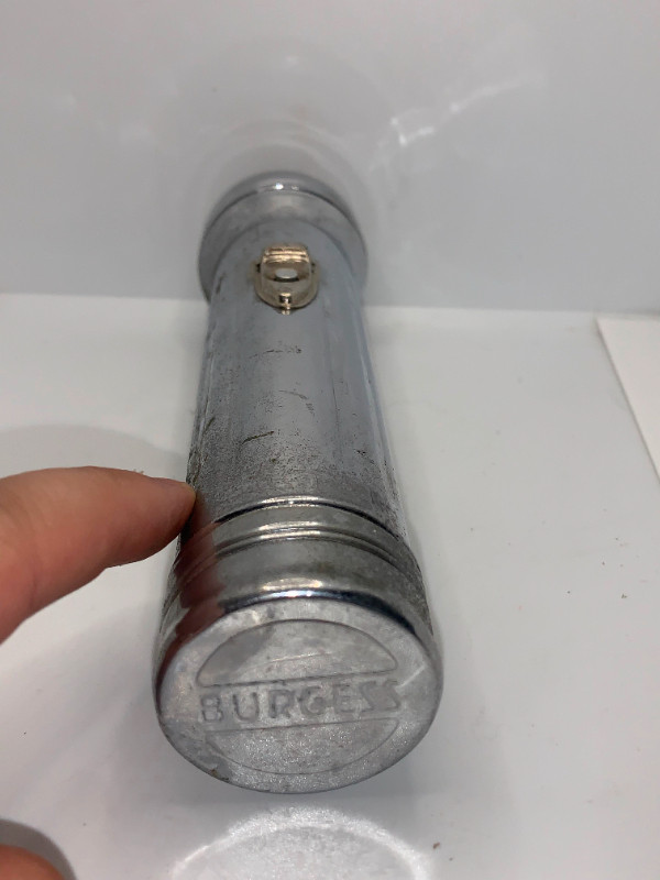 Antique Metal Flashlight Burgess in Arts & Collectibles in Fredericton - Image 3
