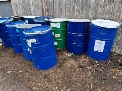 55 gallon food grade steel barrels with lids. Make great burn barrels. $20 each or 2 for $30. Contac...