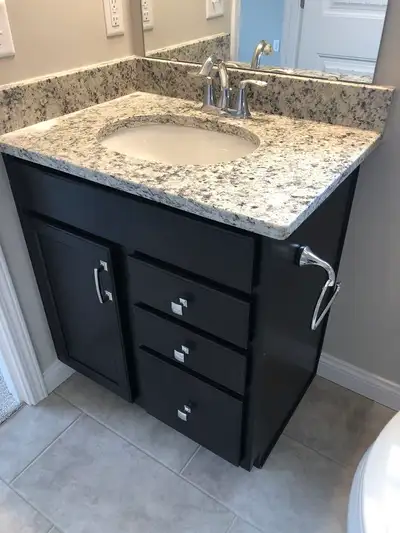 Traditional Oak Finish Vanity with Granite Countertop, View more
