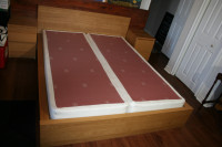 IKEA MALM QUEEN BED FRAME, BOX SPRINGS, MATTRESS AND SIDETABLES