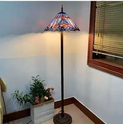 Glass Floor Lamp with 3-Lights Pull-Chain and Stepping Switch, H, View more