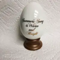 Vintage Porcelain AVON Robins Raspberries Easter Egg wood base
