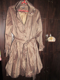 SAMUEL DONG brown stretch high duality women trench coat M