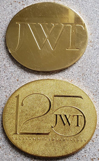 J. WALTER THOMPSON MEDAL PAPERWEIGHTS - 1987 + 1989