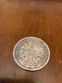 1875 -A  5 FRANCS COIN