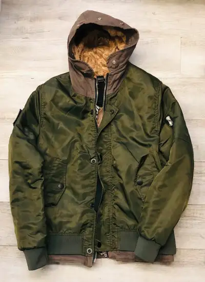 Rare Open JNS Khaki Bomber Jacket – Fur-Lined | Size M, View more