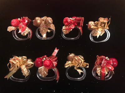 Christmas Dinner Napkin Ornamental Rings - Set of 8, View more