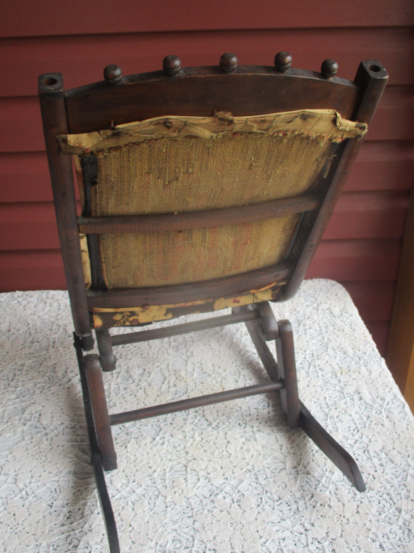 Antique Childs Folding Tapestry Carpet Rocking Chair in Chairs & Recliners in New Glasgow - Image 3
