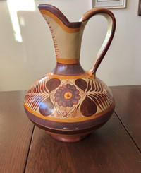 Traditional Water Pitcher Large Decor Vase Display Mexico Brown