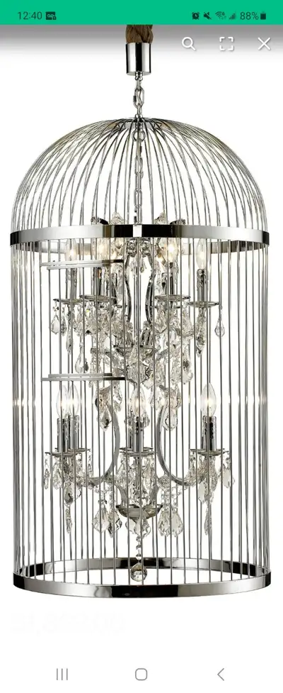 HUGE 12-Light Chrome and Crystal Birdcage Chandelier – SAVE 70%, View more