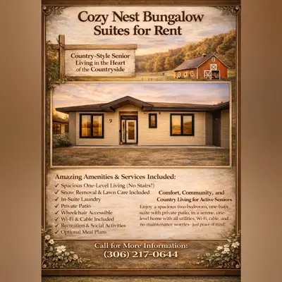 Comfort, Community, and Country Living for Active Seniors Enjoy a spacious two-bedroom, one-bath sui...