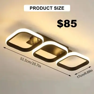 SALE Modern LED Chandelier Ceiling Light Dimmable Three Squares, View more