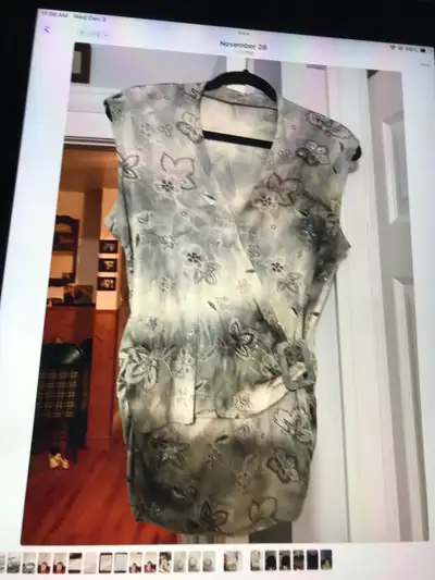 Size medium sleeveless v-neck holiday sparkle top, View more